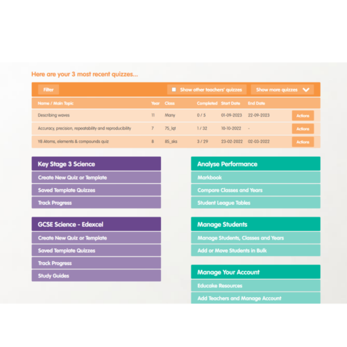 Educake Question Example The benefits of being an Educake school | Educake