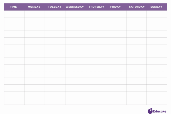 Blank revision calendar without times Blank revision calendar without times